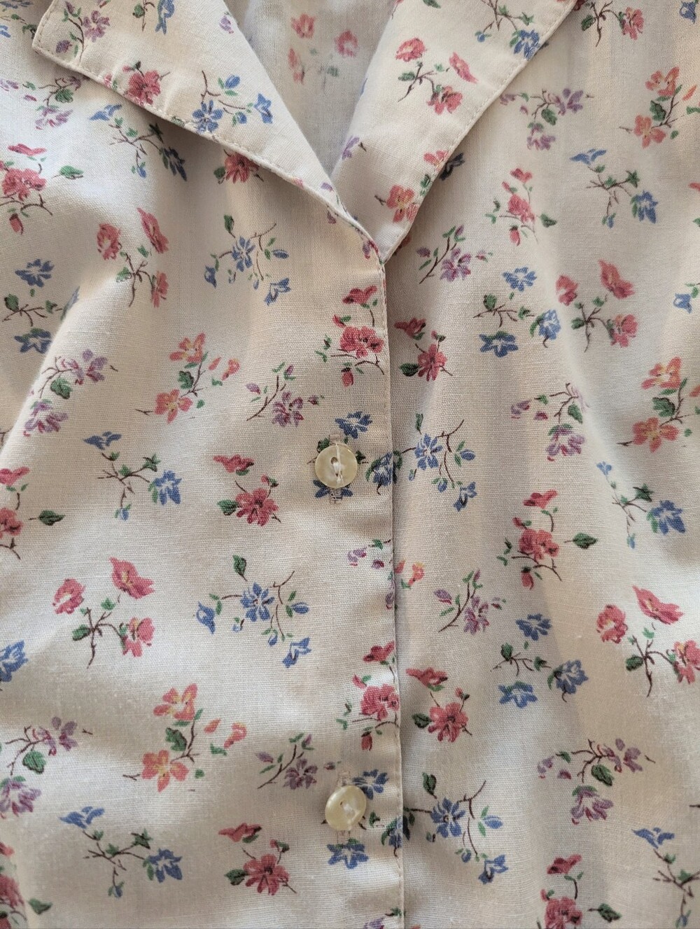 Vintage Gloria Vanderbilt Ditsy Floral Camp Collar Blouse Top Size 4 - Picture 6 of 7